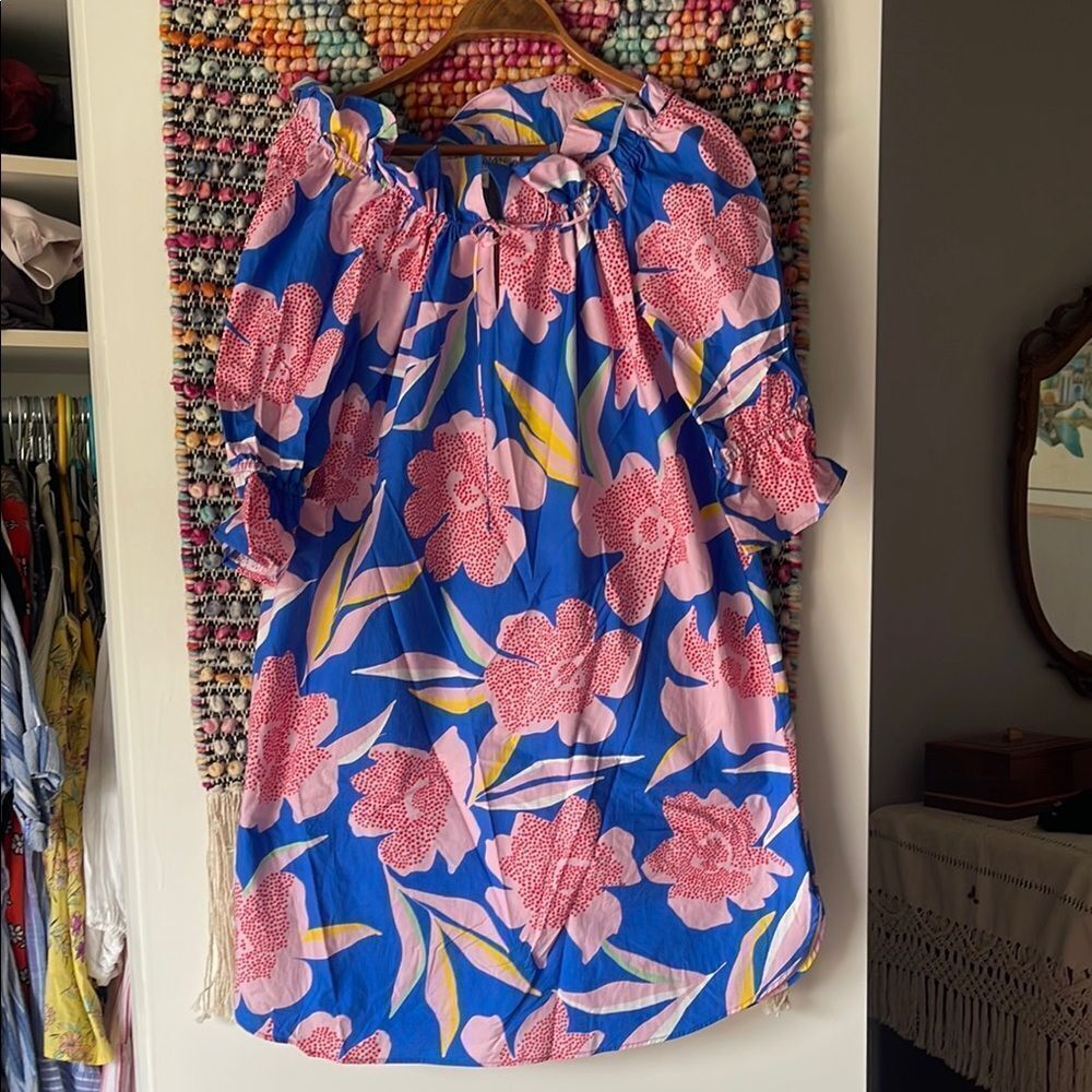 Floral  Dress in Blue and Pink